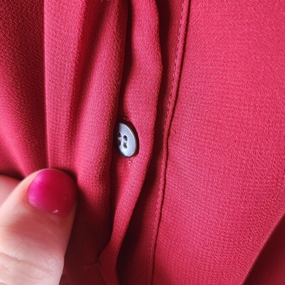 Madewell Womens Red V-Neck Dress Size 0 Embroidered Hem Polyester/Cotton - Picture 8 of 16